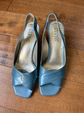Franco Sarto Teal Patent Slingback Heels